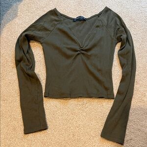 Abercrombie & Fitch Khaki Long Sleeve Women's Blouse